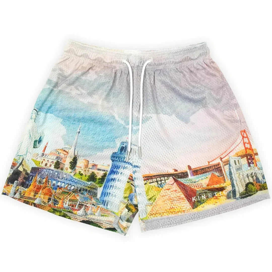 Short Homme Été Rose Broderie Casual Streetwear Hip Hop Fitness Polyester Séchage Rapide Respirant – Short Sport Tendance | Mode Homme Urban