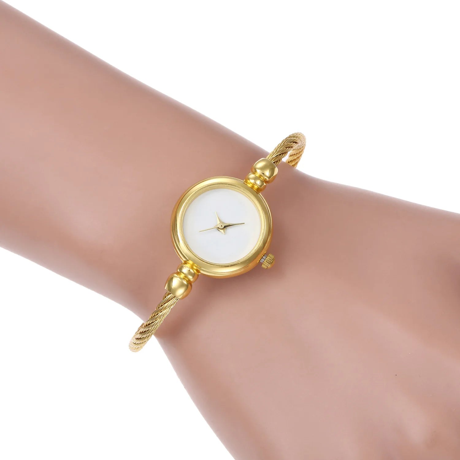 Montre Femme MAYZHISU Rétro Quartz Or – Bracelet Bangle Chaîne Acier Luxe Minimaliste