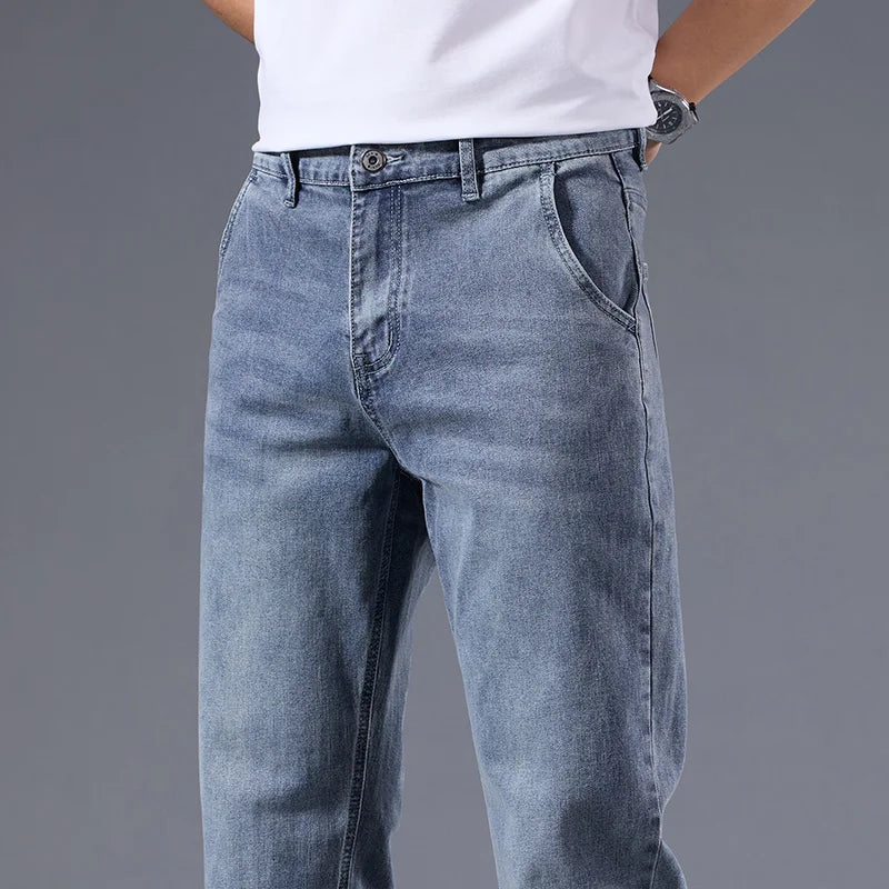 Jean Homme Loose Straight Leg Rétro Lavé Élastique Casual Toutes Saisons Polyvalent Confortable Intemporel Élégant – Jean Loose Premium Straight Leg Rétro | Mode Homme Denim Premium Polyvalent