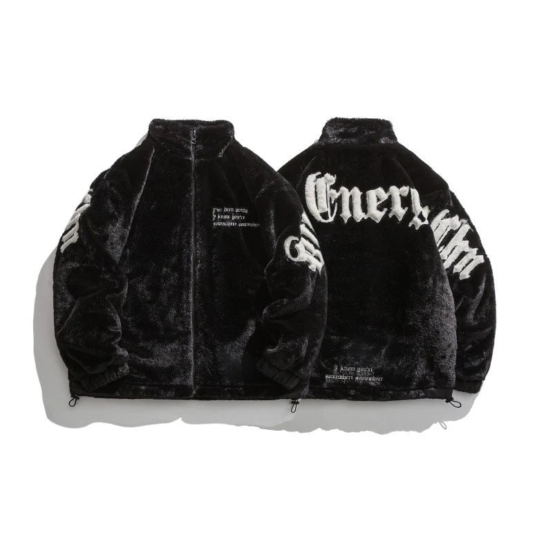 Veste Homme Hiver Polaire Broderie Lettres Style Américain Streetwear Casual Chaud Fashion Tendance – Manteau Fleece Urban Premium | Mode Homme Streetwear Premium