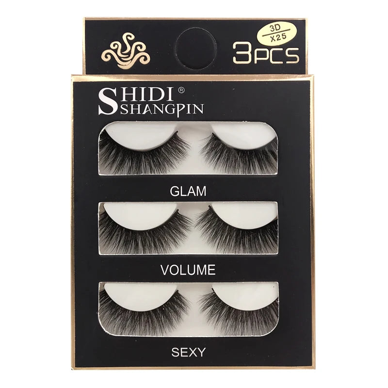 Lot 3 Paires Faux Cils 3D Vison SHIDISHANGPIN – 27 Styles Fluffy Wispy Épais | Cils Faux Faits Main Maquillage Yeux