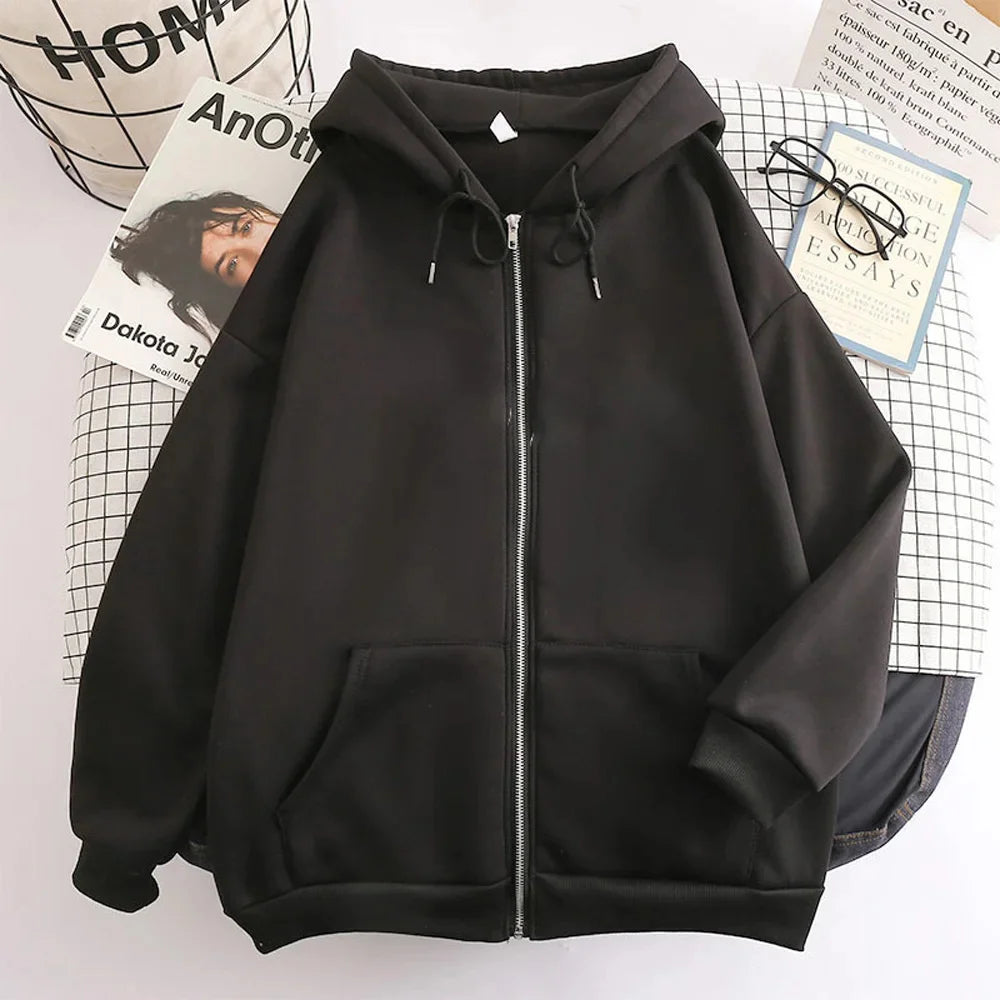 Sweat à Capuche Homme Zippé Uni Loose Manches Longues Y2K High Street Casual Outdoor – Veste Hoodie Streetwear Tendance | Mode Homme Urban