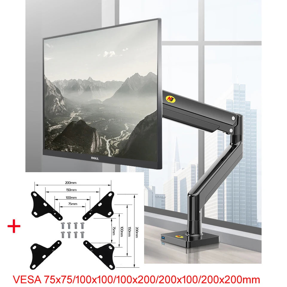 NB G40 Bras Articulé Moniteur 22''-40'' – Ressort à Gaz 360°, 3-15kg, Port USB 3.0 | Support Bureau Pince & Grommet