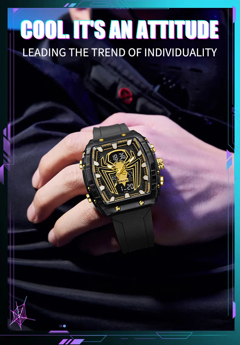 Montre Homme Digital Rectangle 8116 Double Fuseau – Sport Étanche 50M Électronique 2025