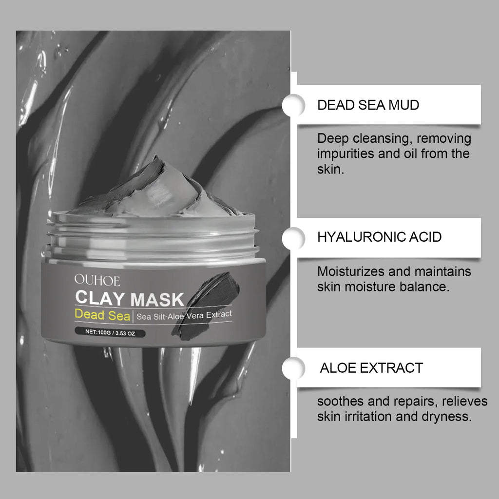 Masque Visage Boue Mer Morte – Purifiant, Éclaircissant & Anti-Points Noirs | Contrôle Sebéum & Réparation Peau