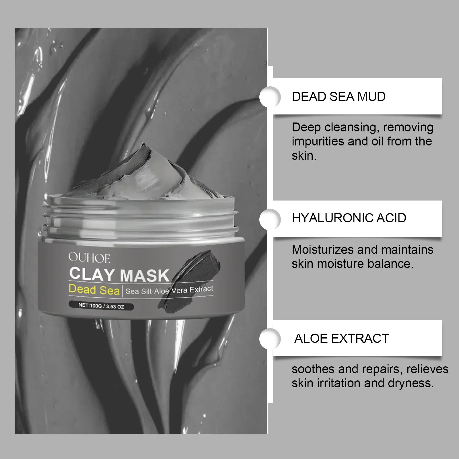 Masque Visage Boue Mer Morte – Purifiant, Éclaircissant & Anti-Points Noirs | Contrôle Sebéum & Réparation Peau