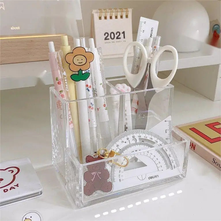 Boîte Acrylique Organisateur Maquillage 3-5 Grilles – Pot Pinceaux & Bijoux | Bureau & Coiffeuse