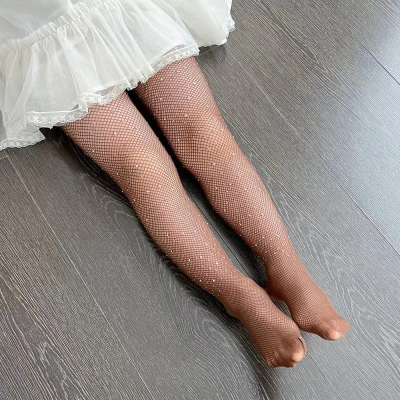 Strass-Netzstrumpfhose für Mädchen – Elastische Netzstrümpfe für Kinder, Damenmode, Trend