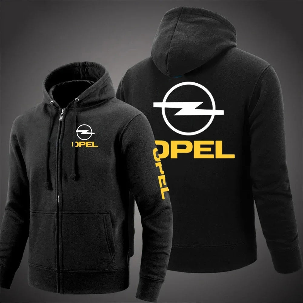 Veste Opel Homme Zip Capuche Imprimée – Sportswear Casual Manches Longues Couleur Unie