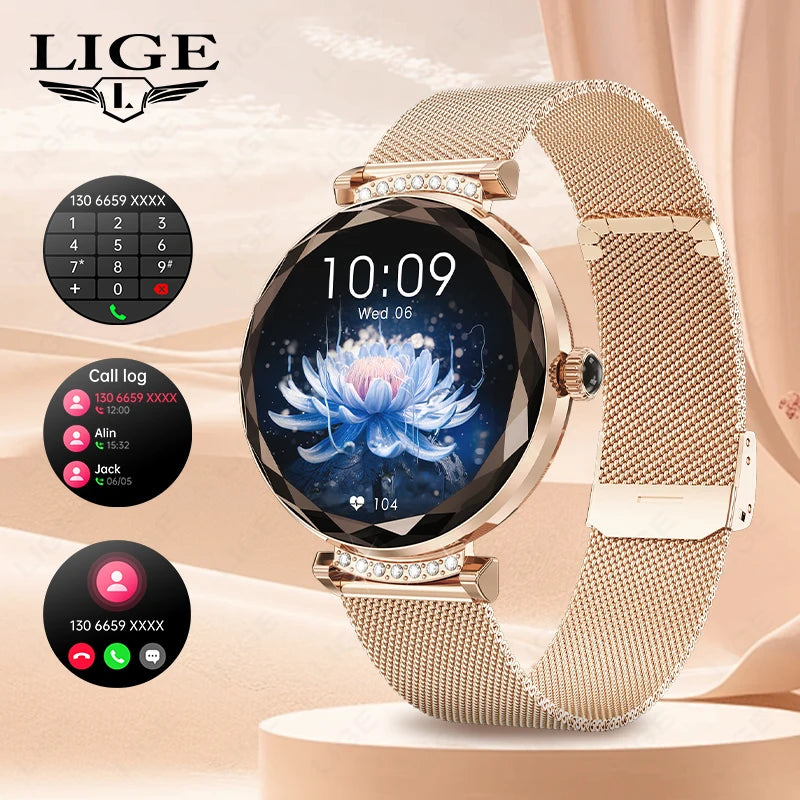 Montre Connectée Femme LIGE NX7 Pro – Écran AMOLED | Appels Bluetooth, Suivi Santé & Sport | Smartwatch Fashion Luxe
