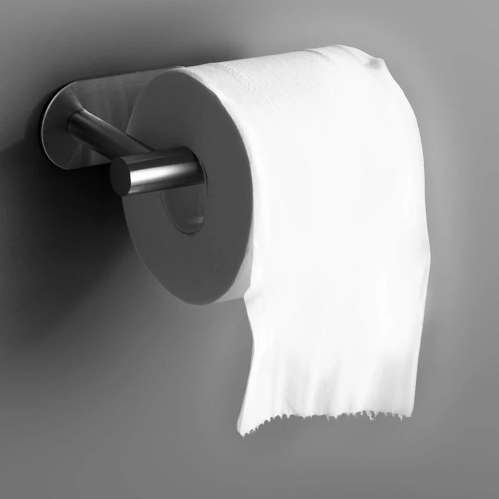 Self Adhesive Toilet Roll Paper Holder Wall Mount Bathroom Organizer Storage Stand No Punching Stainless Steel Towel Holder