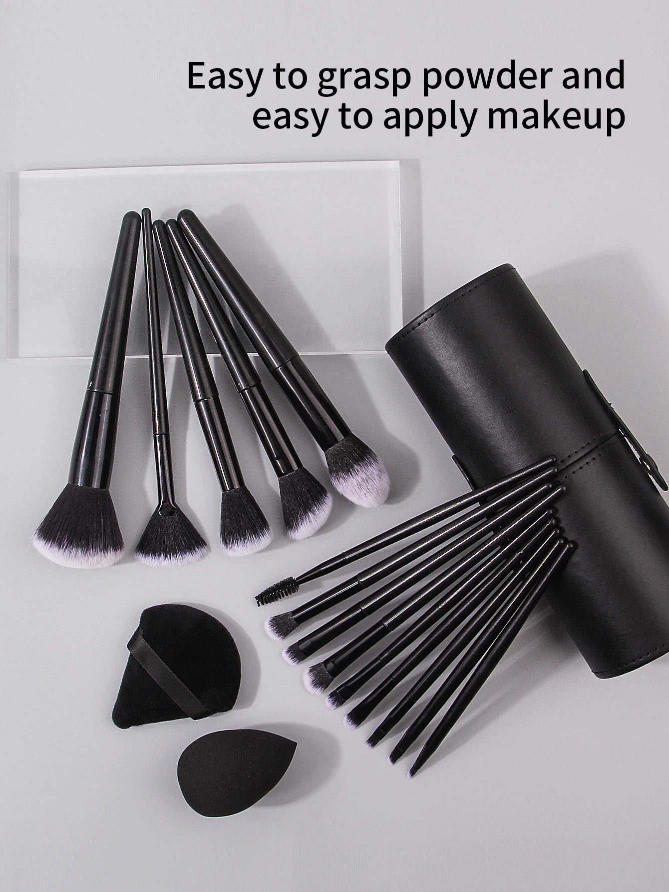 Set Pinceaux Maquillage Noir Professionnel Ultra-Doux – Blush, Fond de Teint, Correcteur & Fards à Paupières | Accessoire Beauté Femme