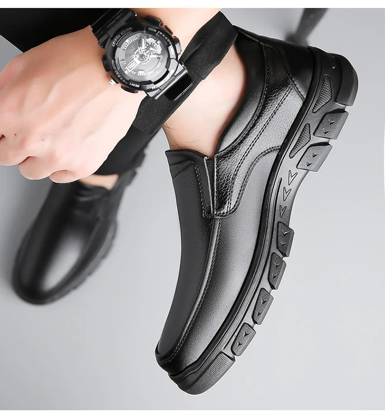 Mocassins Cuir Noir Homme Grande Taille – Chaussures Dress Designer Semelle Douce Printemps