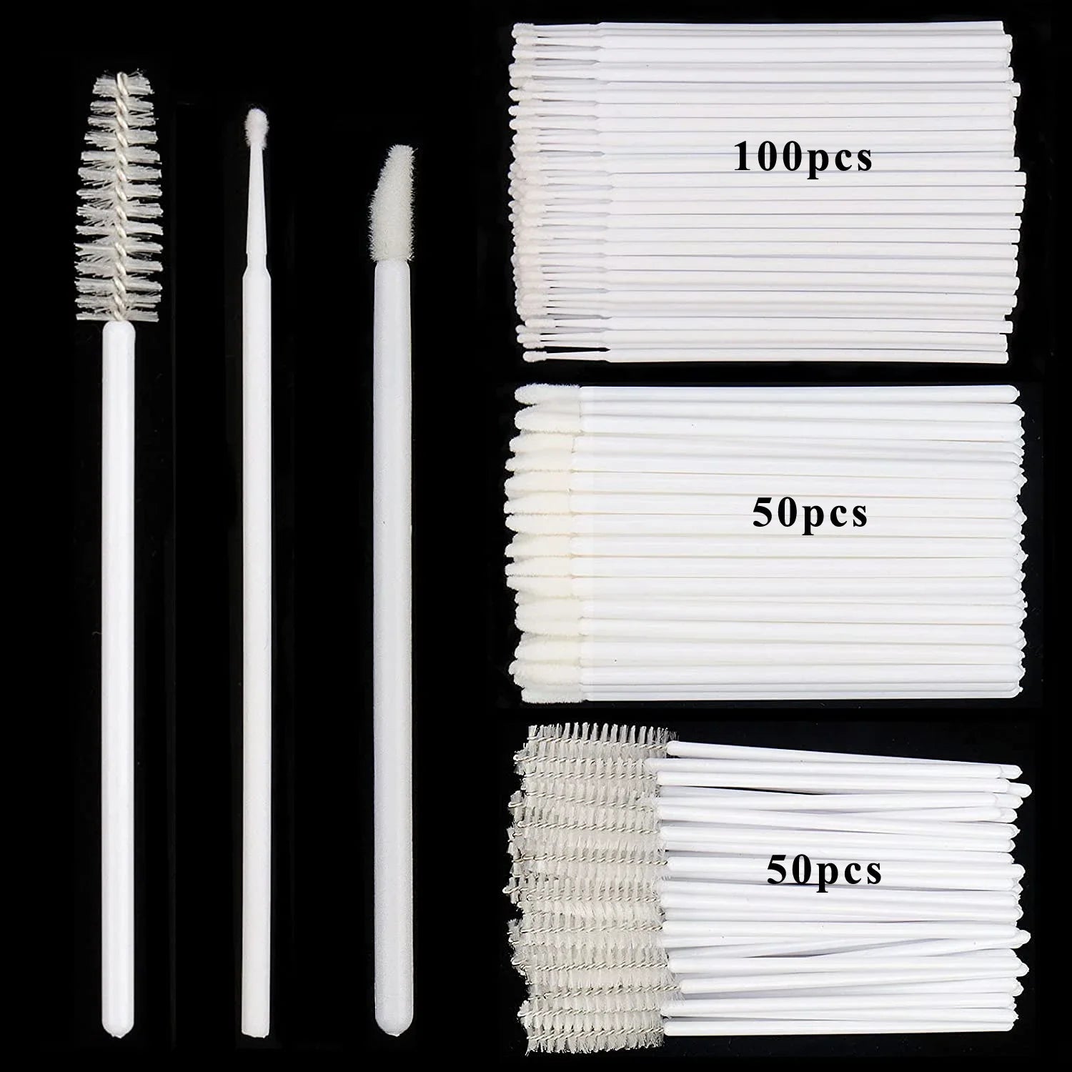 Lot 200 Brosses Jetables Maquillage – Mascara Wands, Lèvres & Microbrush | Applicateur Extension Cils & Sourcils
