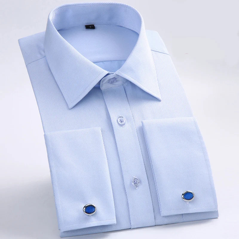 Chemise Homme Classique Poignets Français Manches Longues Coupe Standard – Formelle Business Mariage Bureau Blanche Élégante | Mode Homme Premium