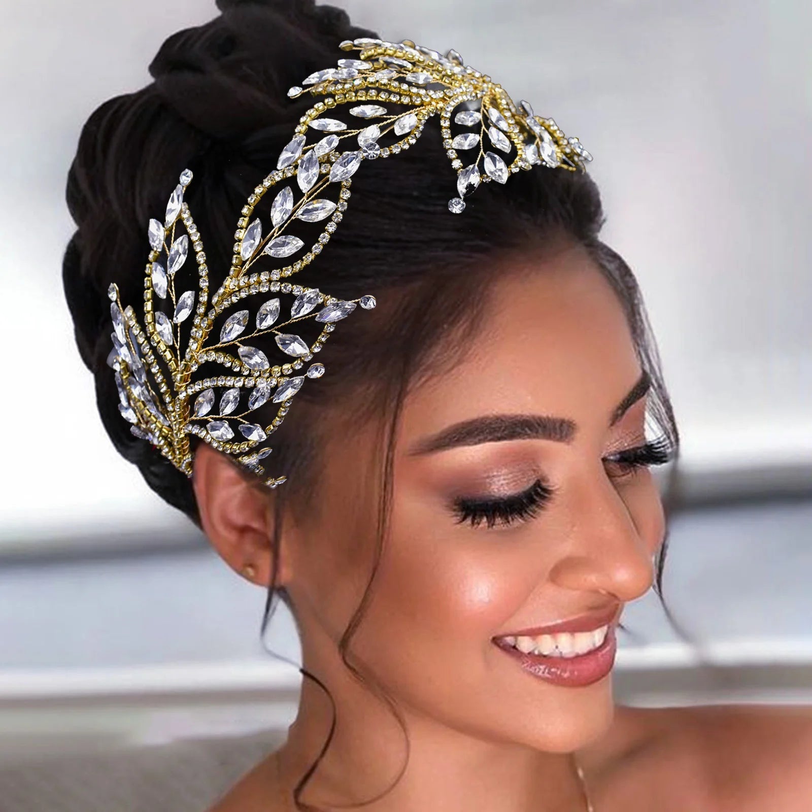 Diadème Cristal Mariée Luxe – Couronne Strass Rhinestone | Tiare Nuptiale Mariage, Soirée & Concours | Bijou de Tête Femme Premium
