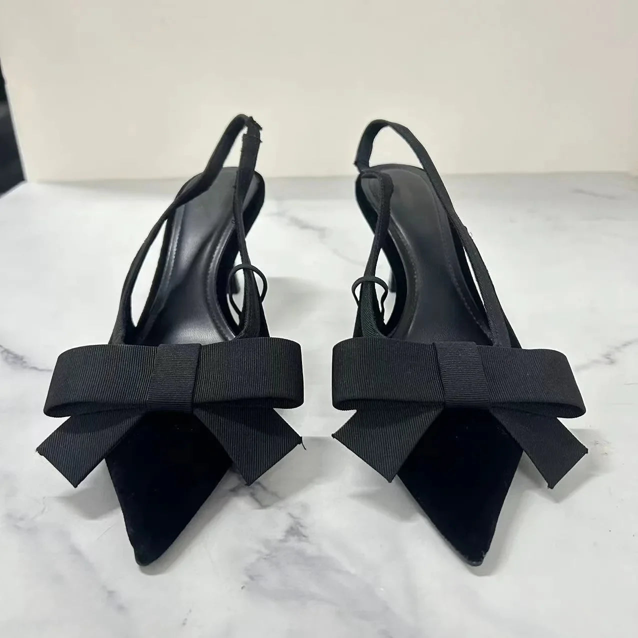 Mules Nœud Papillon Slingbacks Talon Fin Femme – Bout Pointu Élégant Dress Fashion