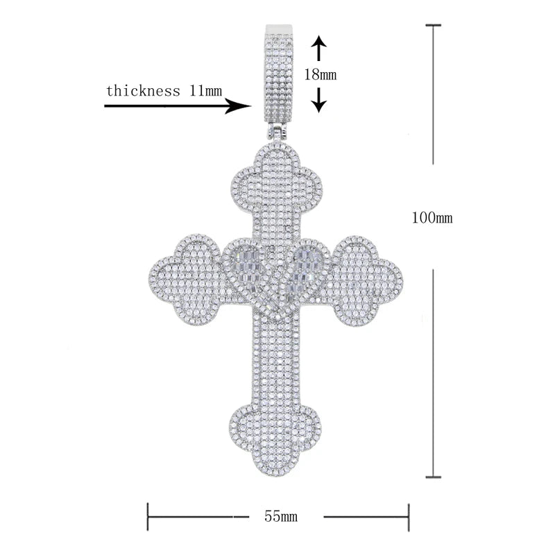 Collier Pendentif Hip Hop Bling 5A CZ Pavé Croix & Cœur Glacé – Chaîne Cuban Link, Tennis & Corde | Bijou Homme Rapper Streetwear Premium