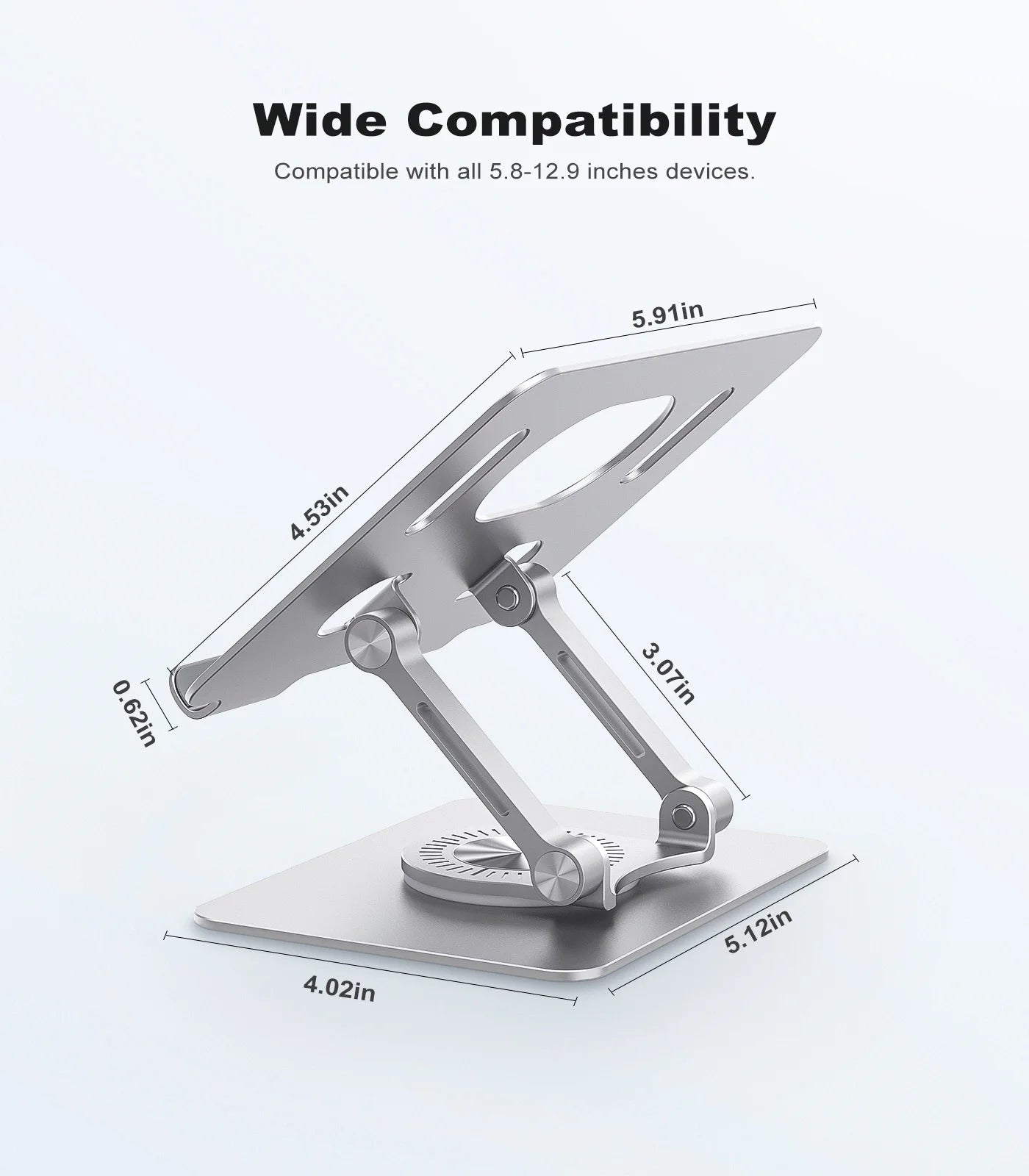 KOOTION Support Tablette 360° Pliable & Réglable – Compatible iPad Pro/Air/Mini & Laptop 5.8''-12''