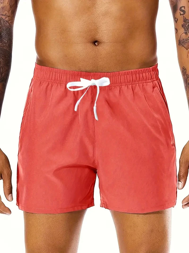 Kurze Herren-Strandshorts Sommer Einfarbig Elastischer Bund Doppeltaschen Fashion Freizeit Komfortabel Sport Cool Trendy – Premium Multifunktions-Shorts Sommer | Herren Premium Sommer Fashion