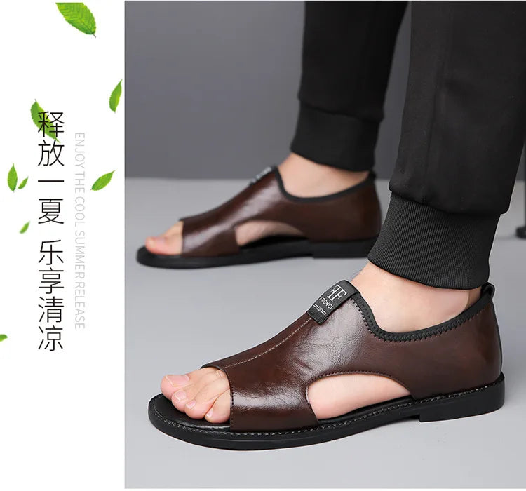 Sandales Cuir Soft Sole Homme Plage Conduite – Slippers Outdoor Confortables Qualité