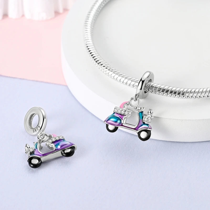 Charm Perle Argent 925 DIY — Avion Tour Appareil Photo Bracelet Collier Femme