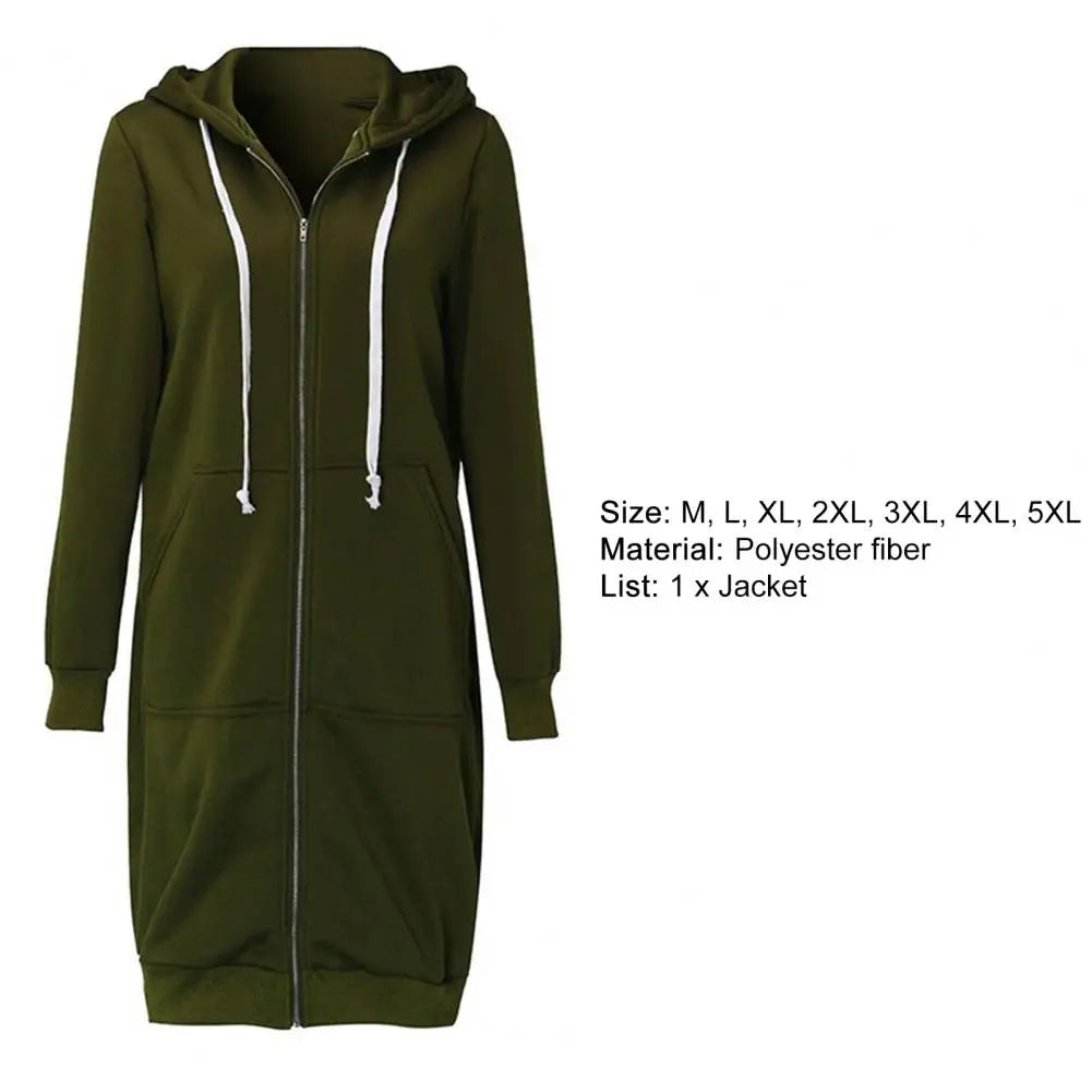 Veste Sweat Femme Polaire À Capuche Longue Zip Manches Longues Ample – Chaud & Confortable | Automne Hiver