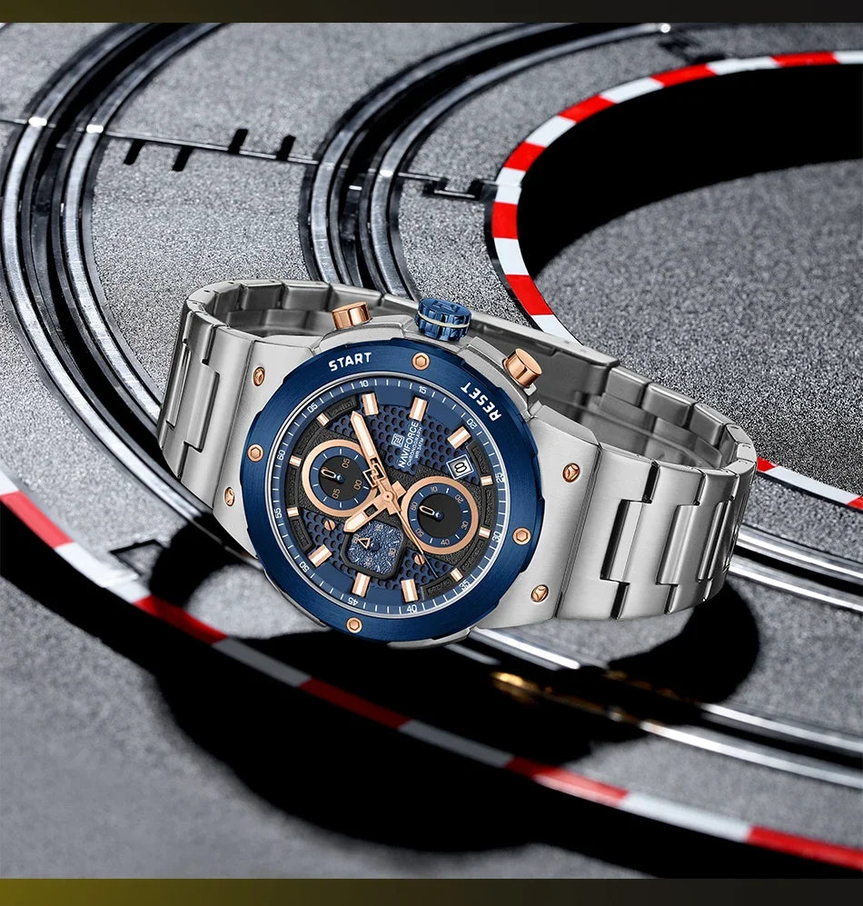 Montre Homme Chronographe Sport Luxe NAVIFORCE – Quartz Date Fashion Masculino