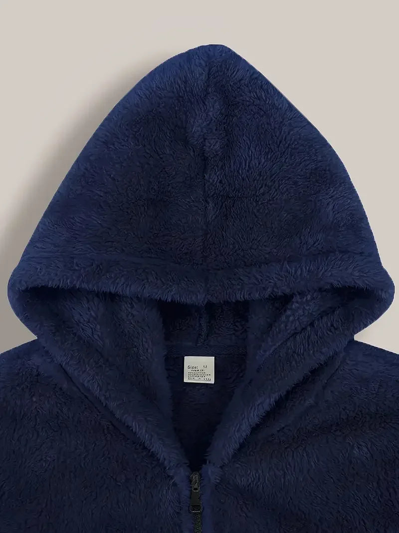 Herren-Sweatshirt mit Reißverschluss, dicker, warmer Kapuzenpullover aus Korallenfleece für Herbst und Winter, bequem, weich | Premium Fleece Hoodie