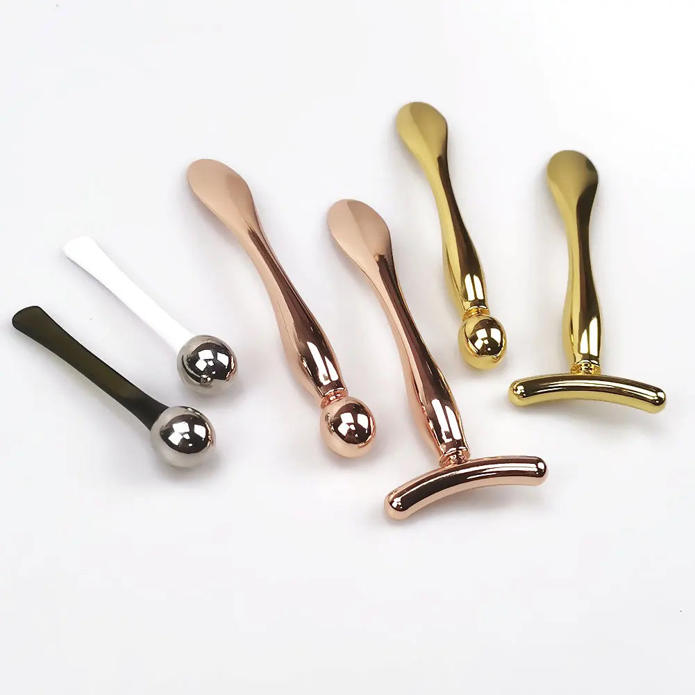 Stick Masseur Visage & Yeux 2-en-1 – Applicateur Crème Anti-Rides & Cernes | Lifting Facial | Spatule & Mini Cuillère Skincare