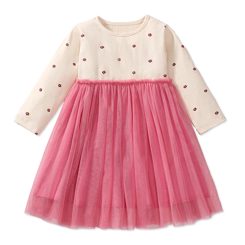 Robe Fille Manches Longues Coton Imprimé Danseuse Ballet – Tenue Automne Enfant 2-7 Ans