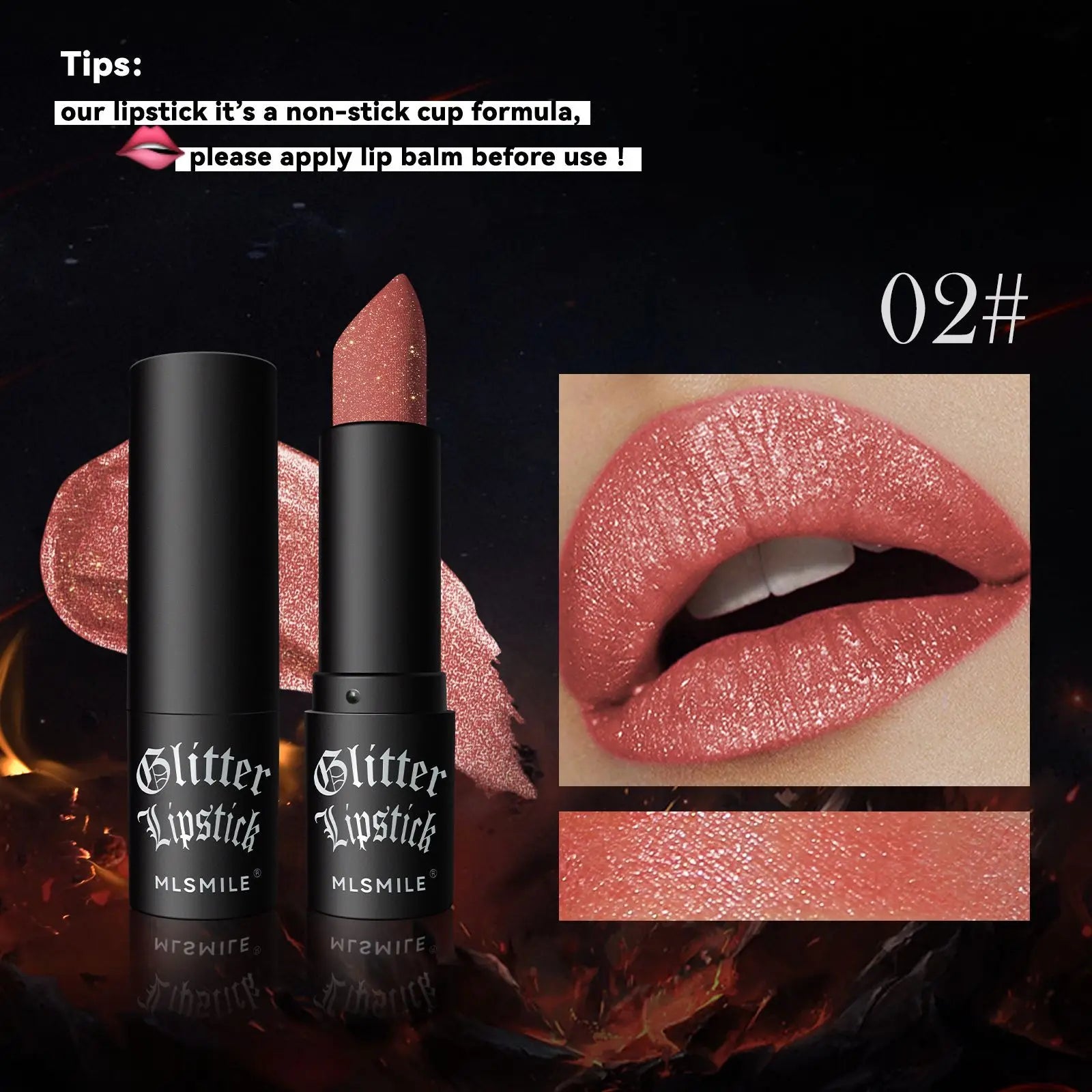 Rouge à Lèvres Glitter 7 Couleurs – Diamond Pearlescent Métallique Waterproof | Lipgloss Noir Femme