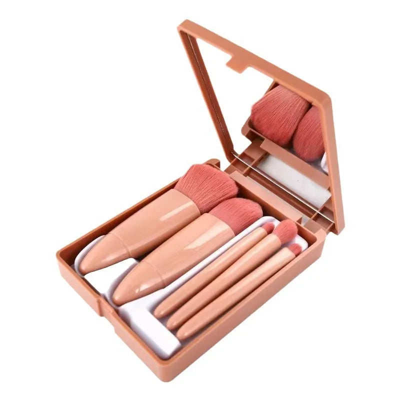 Set 5 Pinceaux Maquillage Premium Crystal Glitter – Poudre, Blush, Correcteur & Fard à Paupières | Pinceaux Professionnels