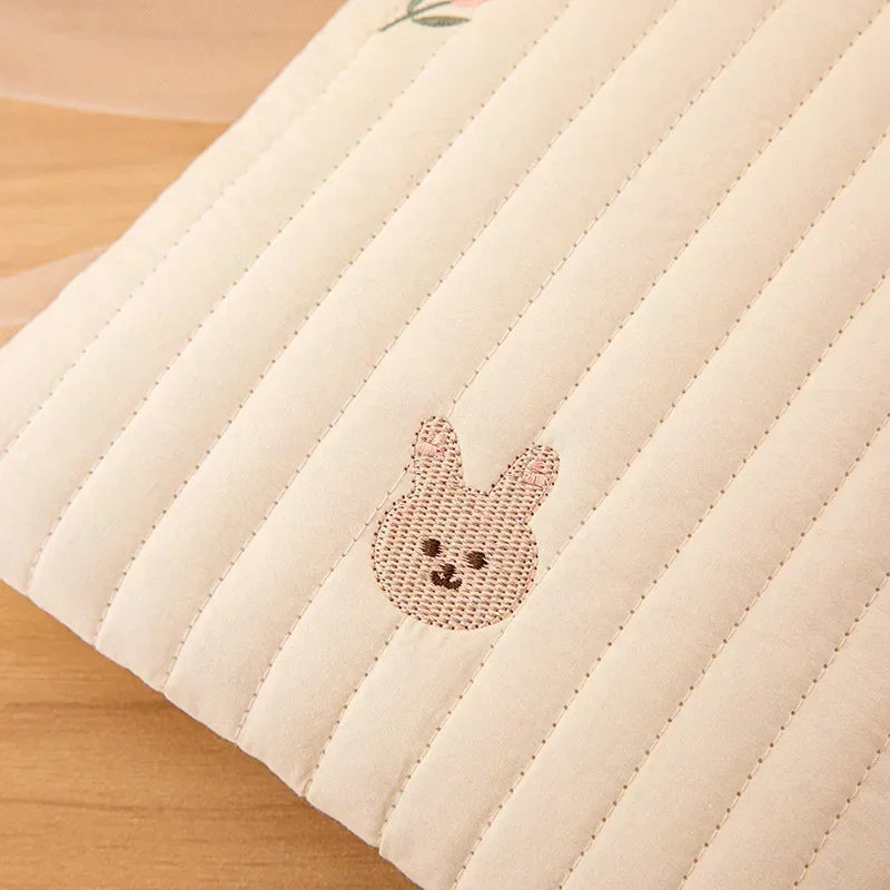 Sac à Langer Bébé Coton Broderie Ours – Pochette Couches Poussette Style Coréen Maman