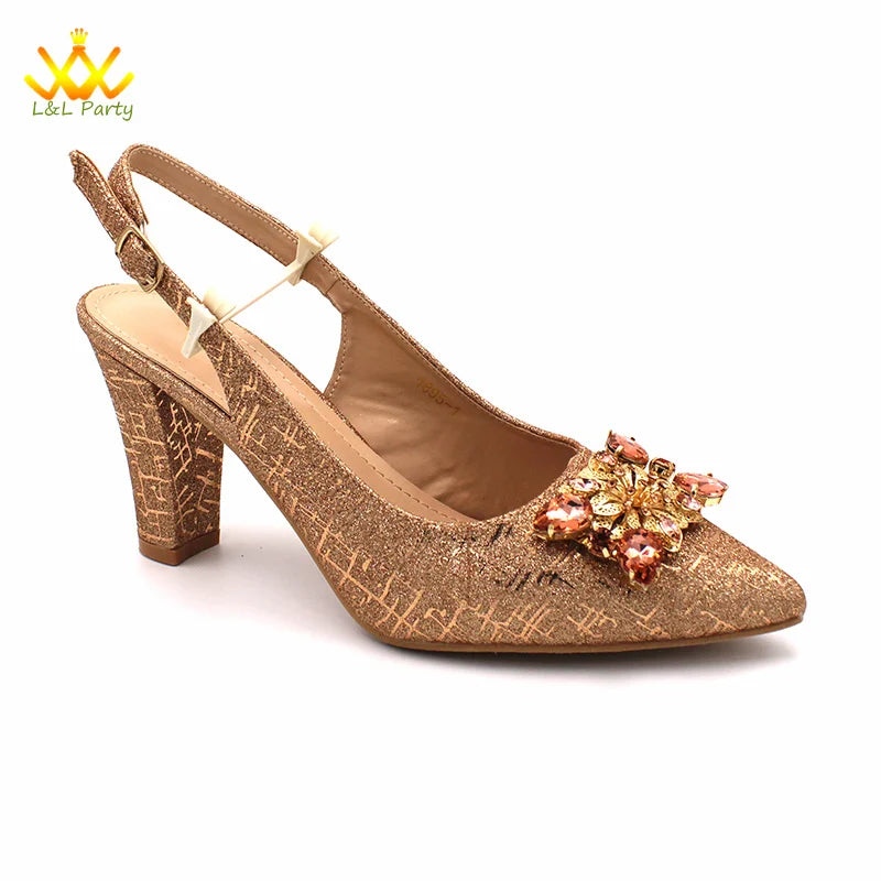 Ensemble Chaussures + Sac Italien Orange Cristal – Pumps Luxe Mariage Fête 2024