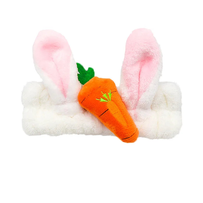 Bandeau Maquillage Oreilles de Lapin Coral Fleece – Élastique Doux | Soin Visage & Coiffure Fille