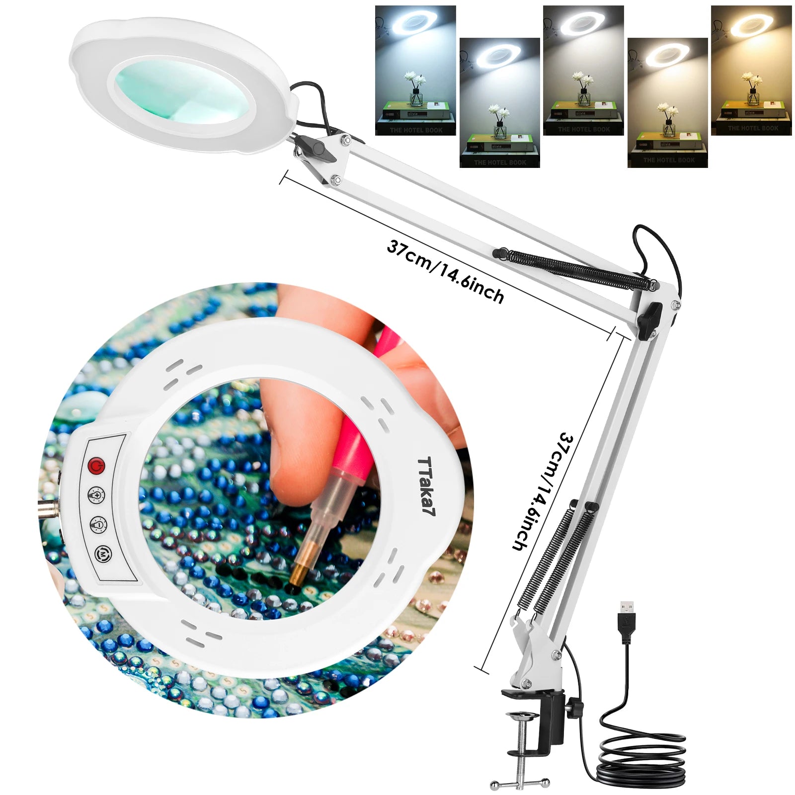 Loupe Lumineuse 72 LED USB 8X/10X – 3 Couleurs LED | Soin Beauté, Esthétique & Atelier | Lampe Loupe Professionnelle