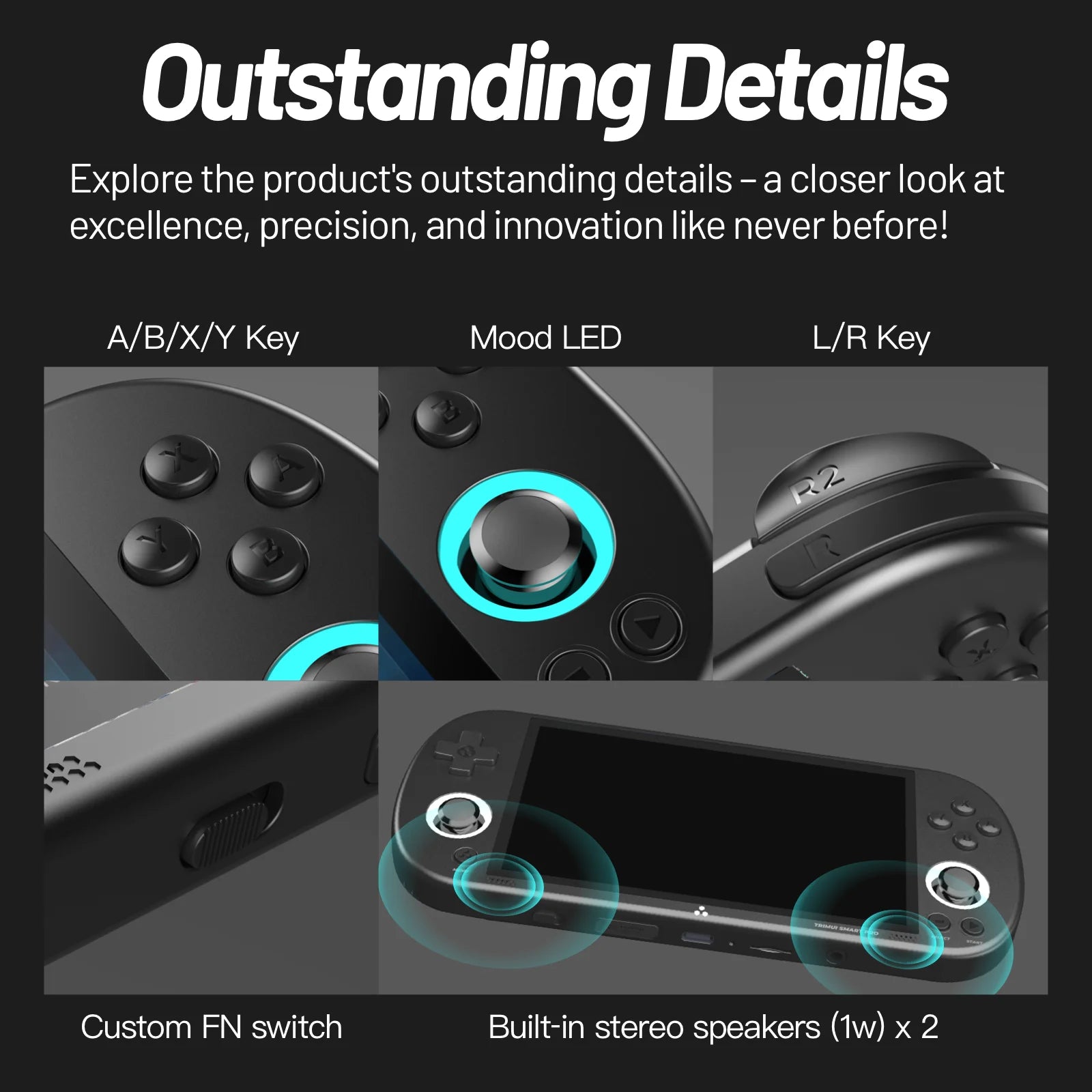 Trimui Smart Pro Console Rétro Portable 4.96'' IPS – Linux, Joystick RGB | Cadeau Gaming Jeux Rétro