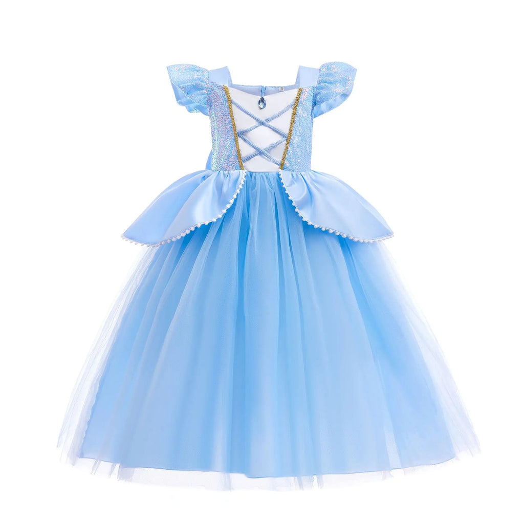 Robe Princesse Fille Déguisement Elsa Anna Ariel – Costume Carnaval Halloween Fête Cosplay Enfant