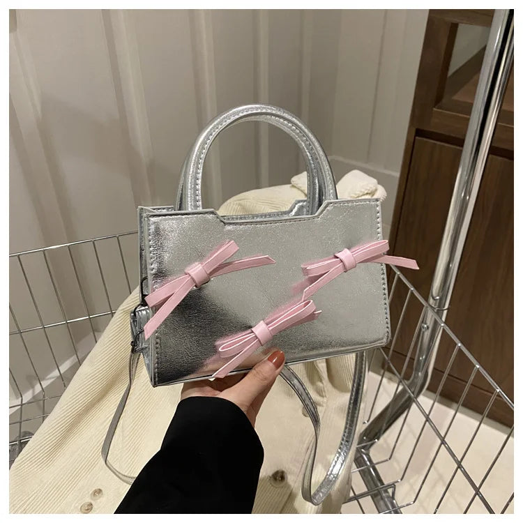 Sac Bandoulière Femme Chaîne Métal Logo – Pochette Crossbody Couleur Unie Fermeture Magnétique