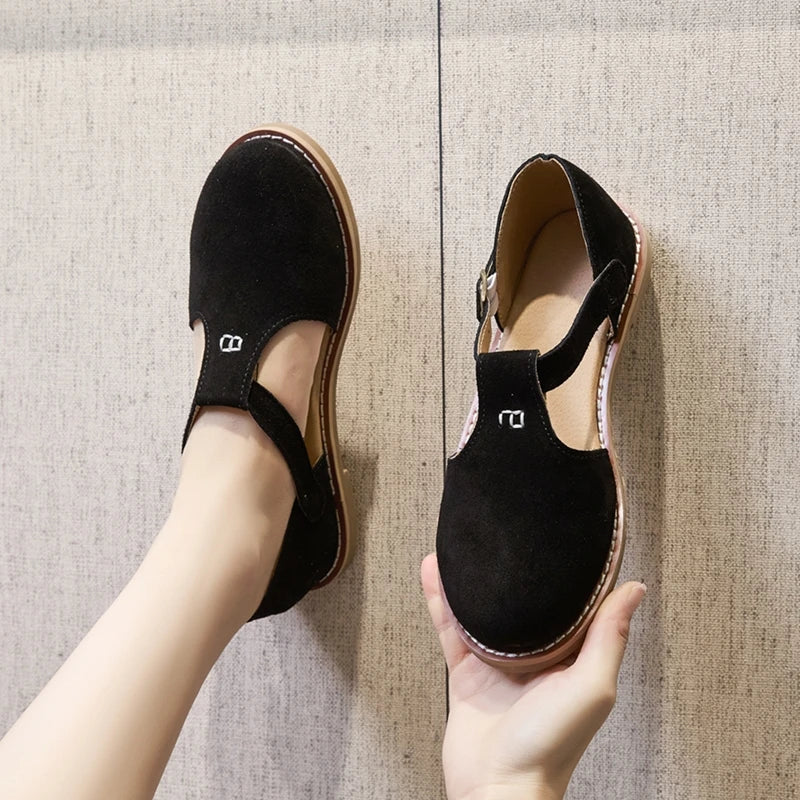 AIYUQI Sandales Cuir Véritable Retro Givré Baotou Romain 2026 – Hollow Flat Femme