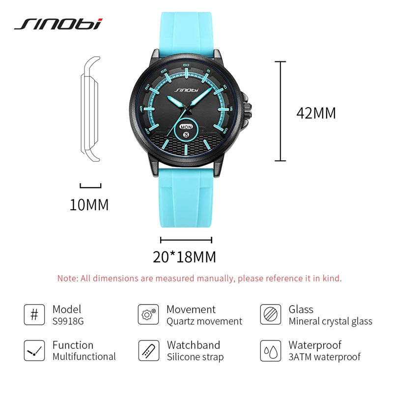 Montre Homme SINOBI Sport Quartz – Calendrier Semaine Fashion Top Brand Cadeau
