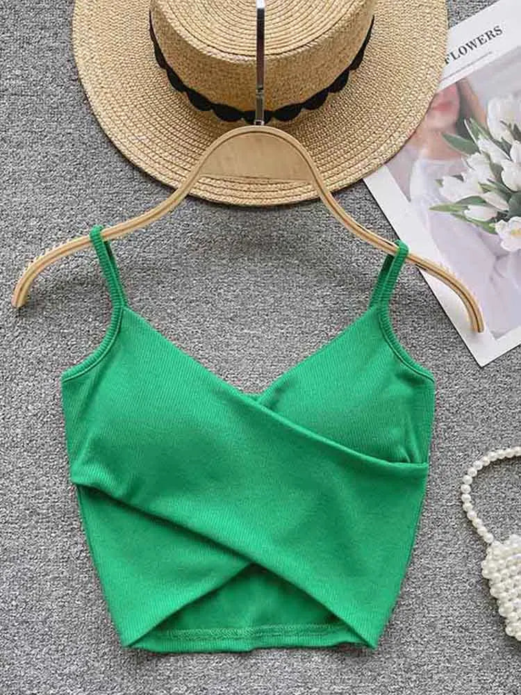 Caraco Femme Bretelles Irrégulières Uni Slim Chic Y2K – Top Sport Élégant Casual & Tendance