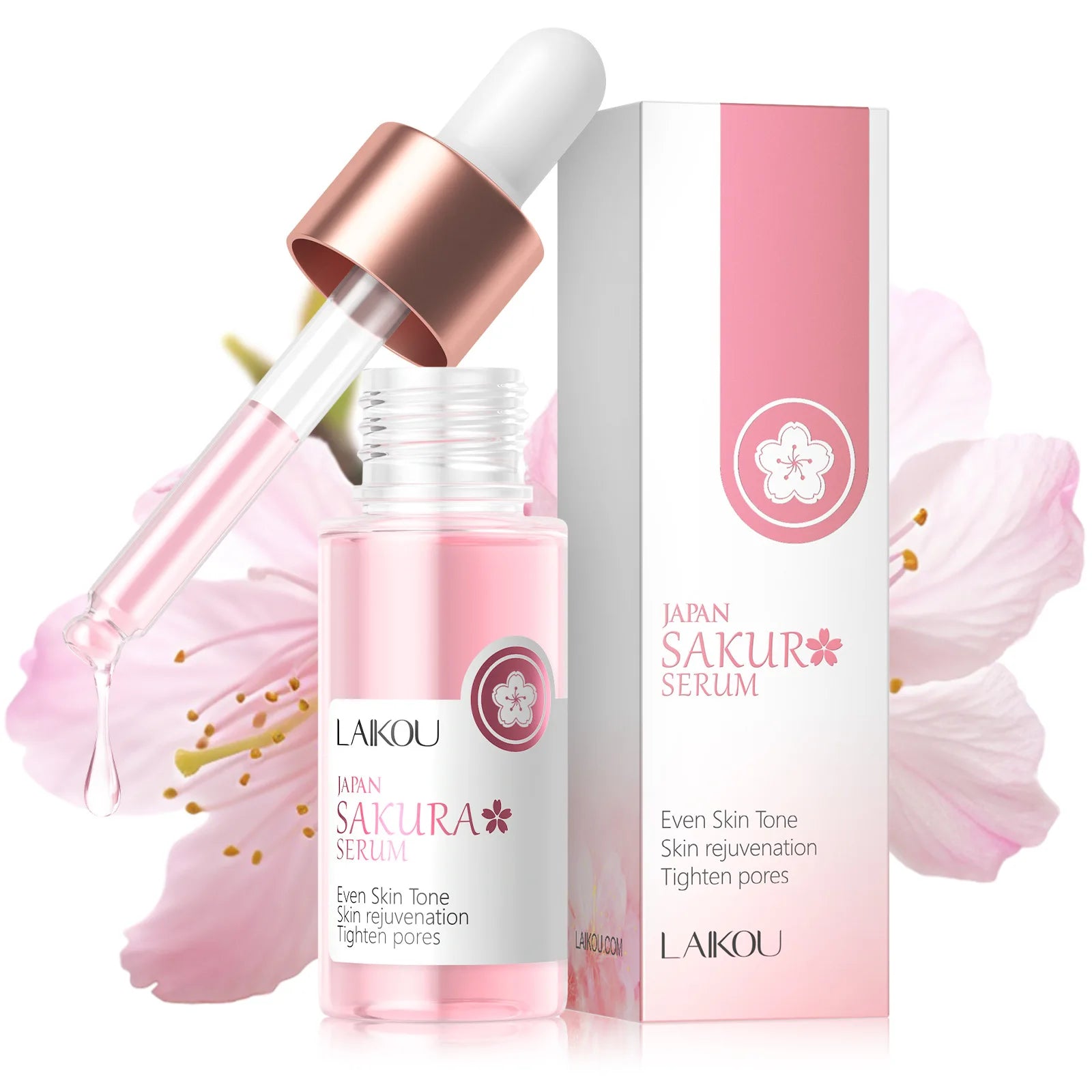 Essence Visage Sakura Laikou 17ml – Éclat Anti-Rides Hydratante Raffermissante Blanchissante