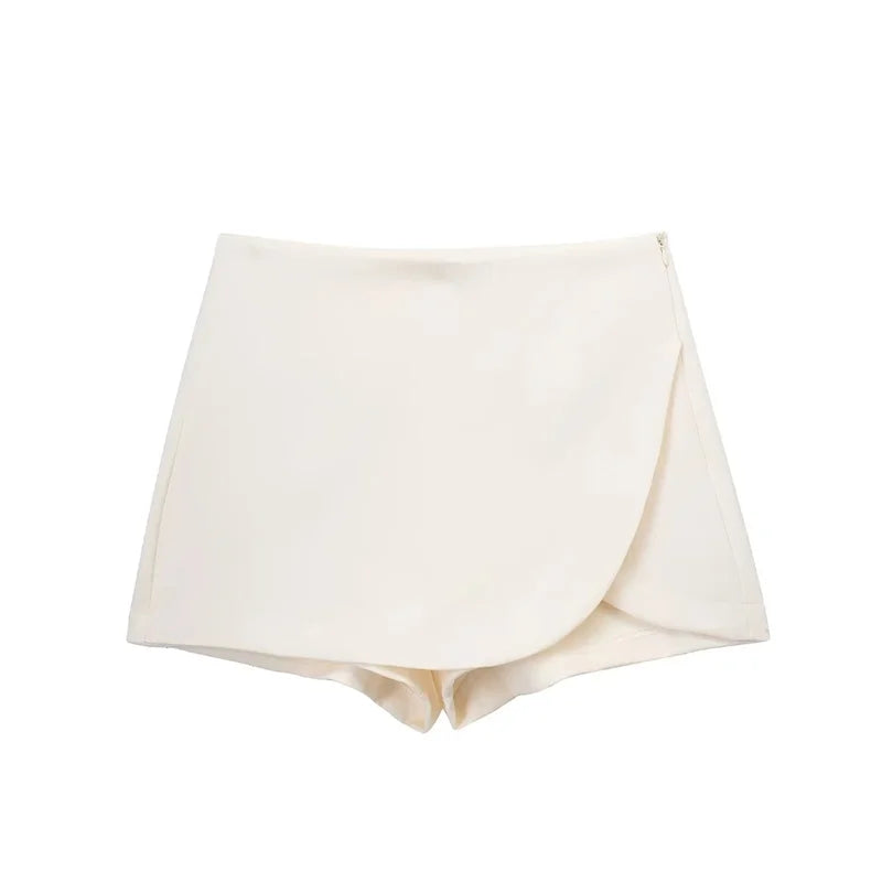 Skort Femme Asymétrique Taille Haute – Mini Jupe-Short Rose & Noir Fashion Casual | Été 2025