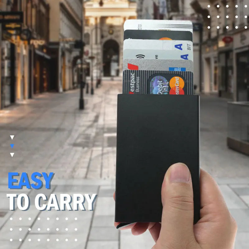 Portefeuille Homme RFID Slim Minimaliste – Porte-Cartes Métal Pop-Up Anti-Piratage