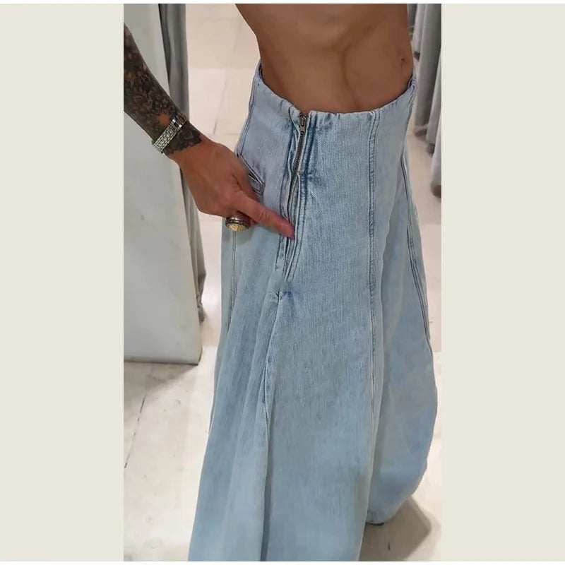 Jean Large Femme Y2K Oversize Taille Haute Baggy Jambe Large Denim – Pantalon Streetwear Chic Tendance | Mode 2025