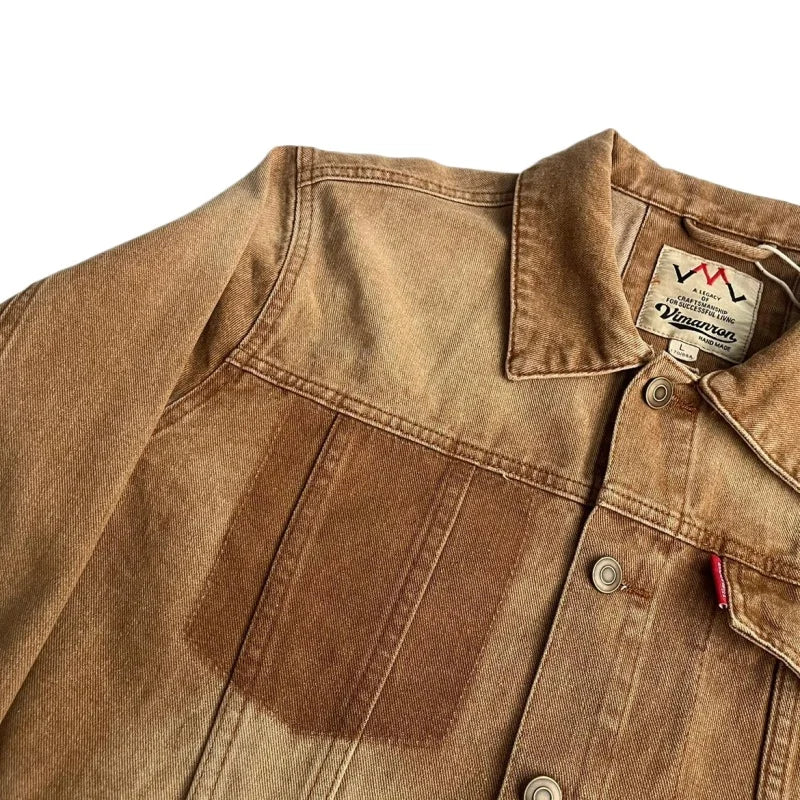 Vintage Jeansjacke Baumwolle 100% Herren Loose – Denim Americana Frühling Herbst