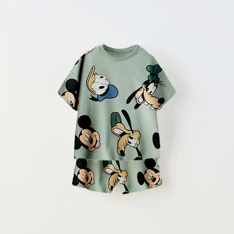 Ensemble 2 Pièces Enfant T-Shirt + Short Imprimé Donald Duck – Tenue Cartoon Unisexe Manches Courtes