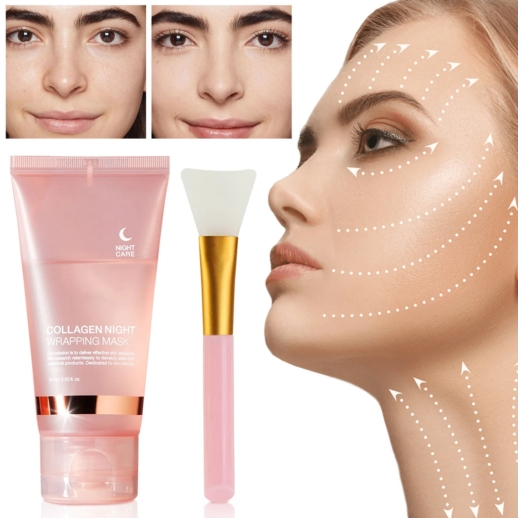 Masque Nuit au Collagène Hydrolysé 75ml – Fermeté, Hydratation & Éclat | Anti-Relâchement & Teint Terne